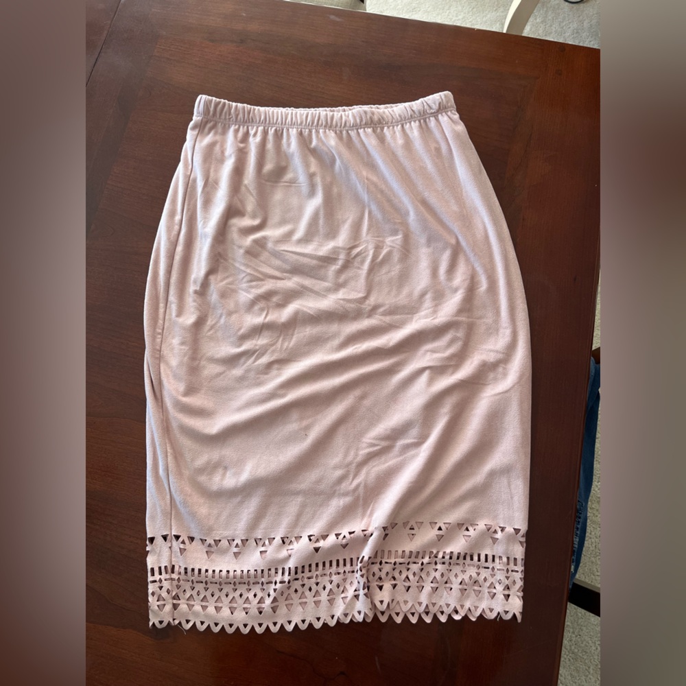 Pink Suede Pencil Skirt. Size Small.